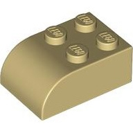 Lego kostka (kostička) 3x2 zakulacená nahoře, béžová (621505, 4112588, 4143362)
